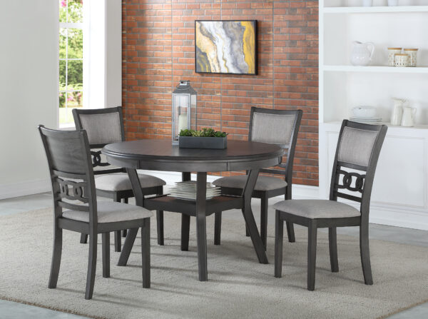 5pc Gia 47” Round Dining Table Group – Gray