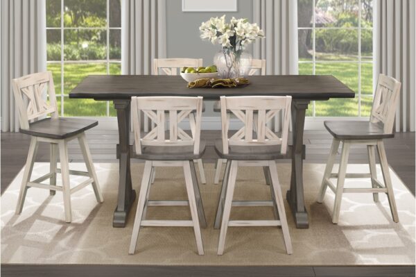 5pc Amsonia Counter Height Dining Table Group – Gray & White Sand-Through