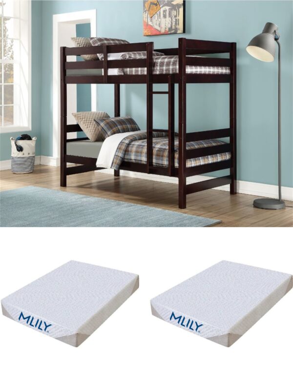 Ronnie Twin/Twin Bunkbed with Mattresses - Espresso