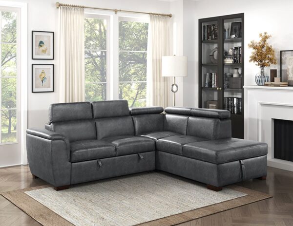 Barre Chaise Sectional with Storage & Pull Out Bed