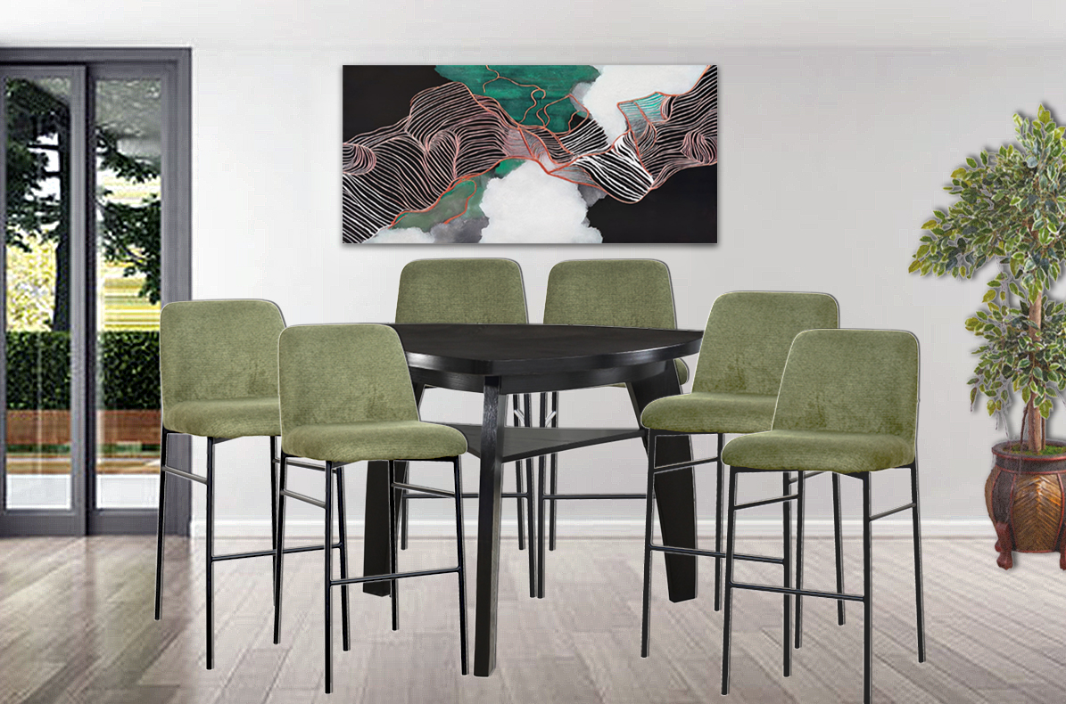 7pc Erika Dining Table – Dark Espresso / Sage - $699.99 WOW!! Pricing- Pre-Spring Sale