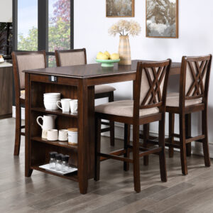 5pc Amy Counter Height Storage Dining Table – Brown Cherry