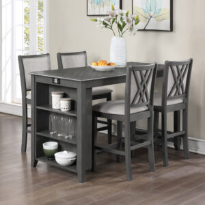 5pc Amy Counter Height Storage Dining Table – Gray