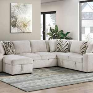 Myrtle Sleeper Sectional with Chaise Storage - Beige