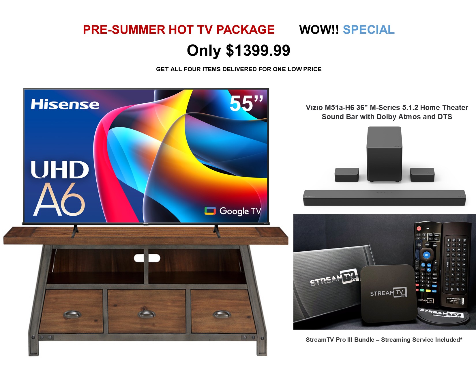 Holverson 55″ TV Entertainment Package – Pre-Summer Wow!! Special Sale Only $1399.99